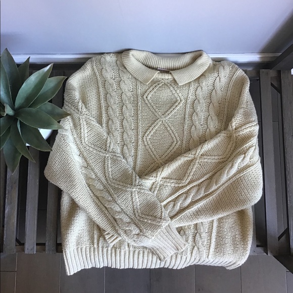 Urban Outfitters Sweaters - Vintage Chunky Cream Collared Sweater